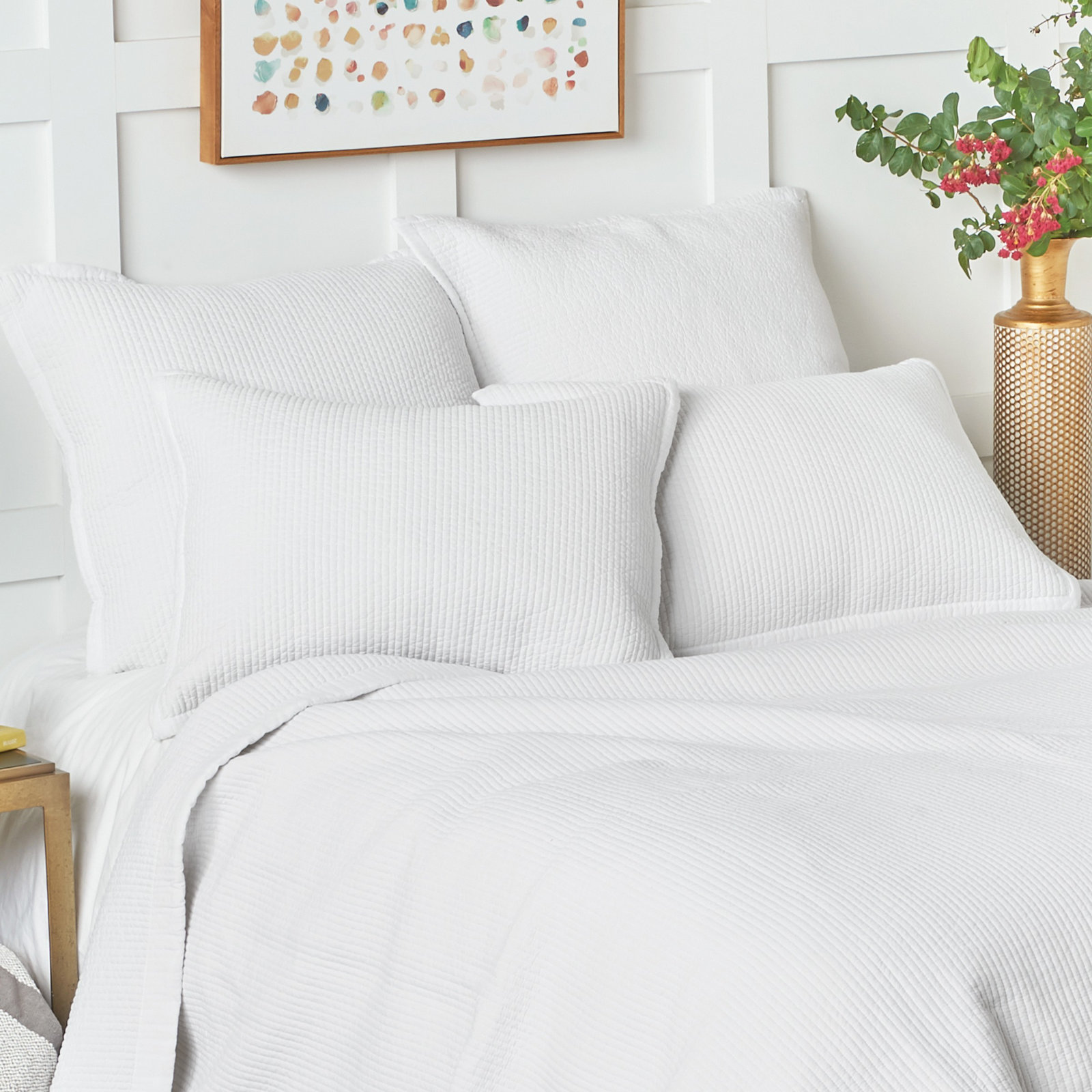 Michigan Cotton Quilt Set, White, King Quilt