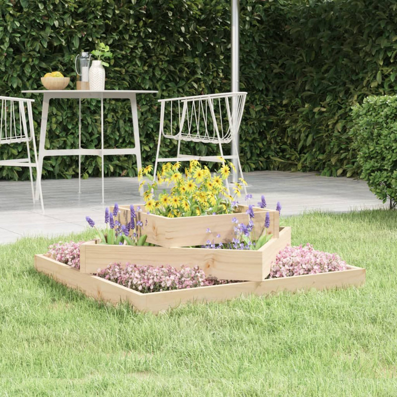 Antowan Self-Watering Wood Raised Garden Bed, Oak, 27cm H x 83cm W x 83cm D