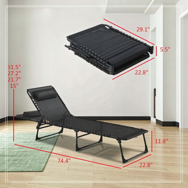 2 chaises longues pliantes pour piscine, Noir