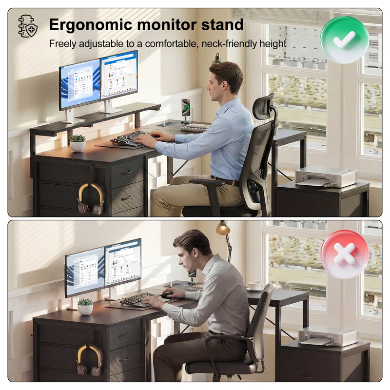 L-Shaped MDF Steel Computer Desk