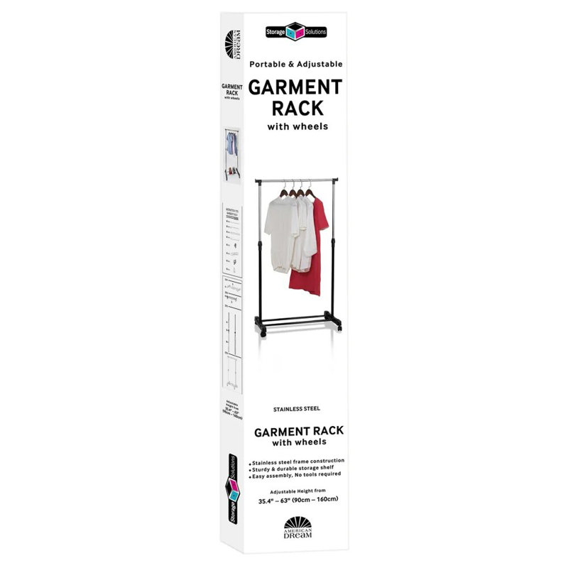 40.15'' Metal Rolling Clothing Rack