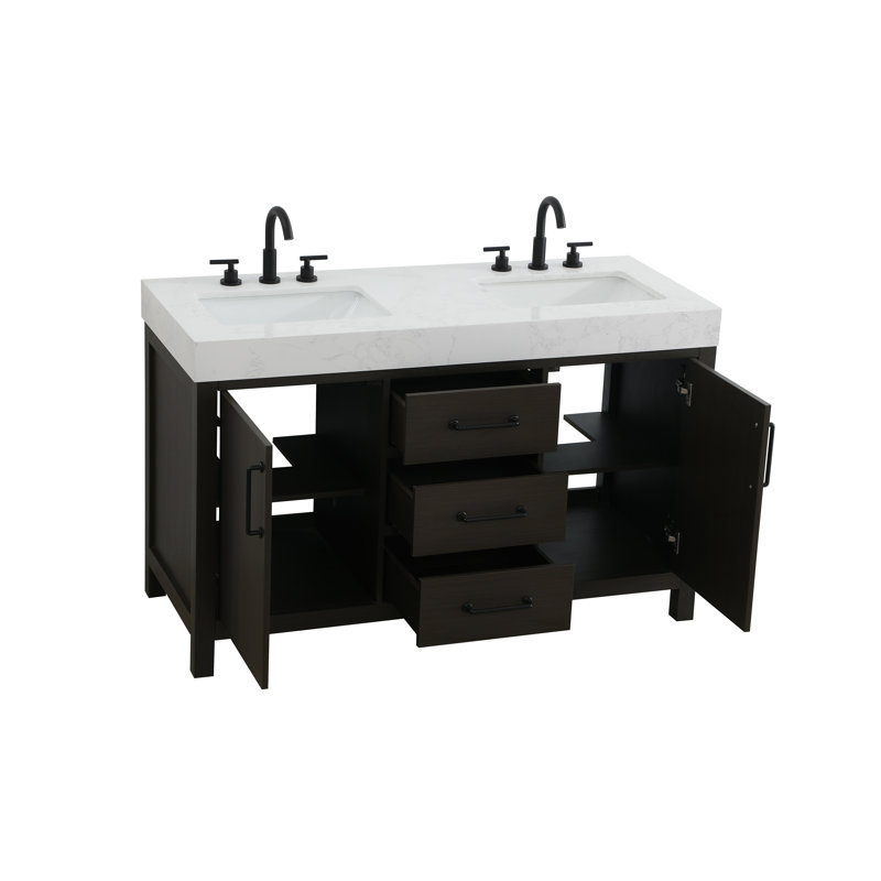 Meuble-lavabo double 54 po_Traditional_VF60654, Brun moka
