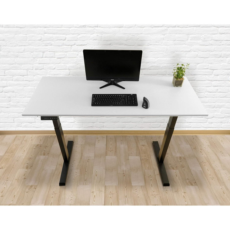 TechOrbits Electric Standing Desk Frame - Two Leg Motorized Stand Up Desk Base (Frame Only), Brown/Black