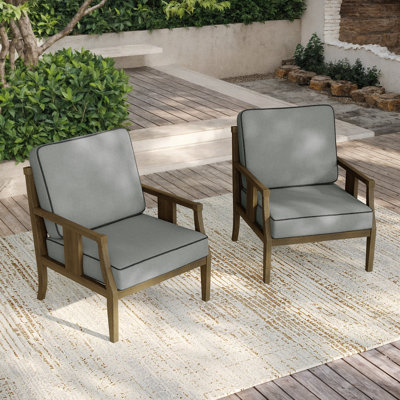 Teak Outdoor Two Pieces Chair Set with Cushions
