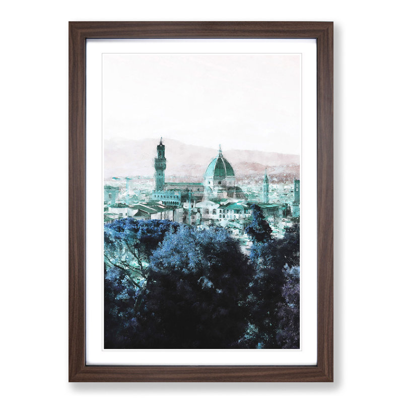 Florence Cathedral in Italy Abstract - Picture Frame Painting Print, 87cm H x 62cm W x 2cm D, Walnut Framed