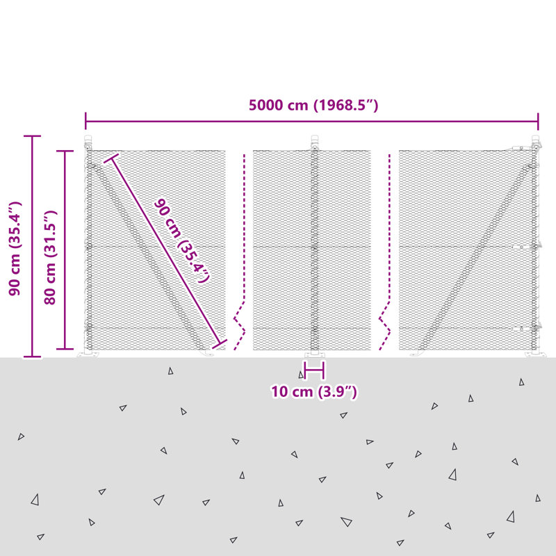 Hexagon Fence Green Steel, 80cm H x 5000cm W