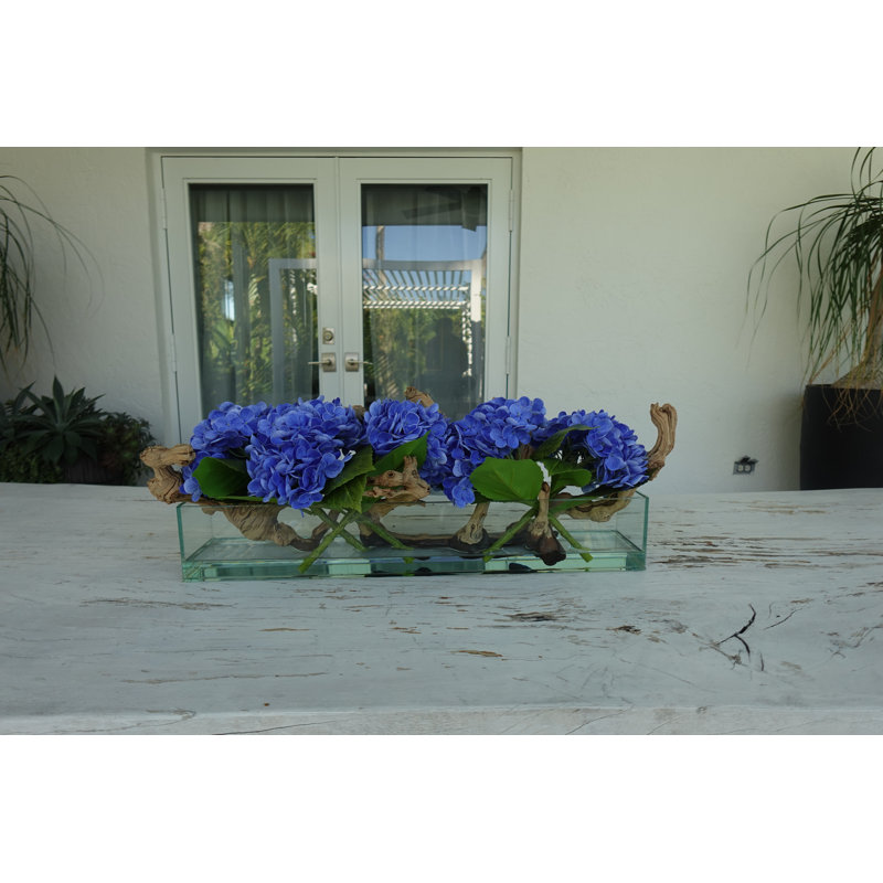 Hydrangeas and Driftwood in Vase