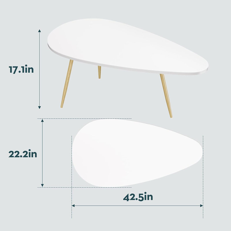 White Oval Metal and Wood Coffee Table