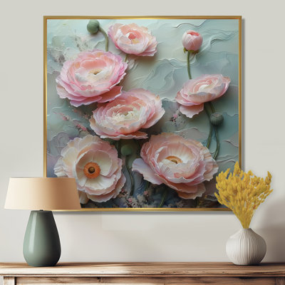 Pink Grey Spring Awakening Ranunculus II - Ranunculus Wall Art Living Room