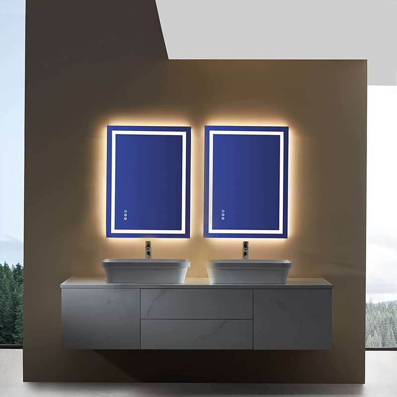  Wayfair Basics® UL Certified RGB Backlit & LED Frontlit Anti-Fog Tempered Glass Bathroom/Vanity Mirror, 32" x 24"