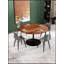 Table de salle à manger Tulip, ronde de 106 cm, plateau en bois naturel avec pieds dorés, durable et élégante pour tout décor