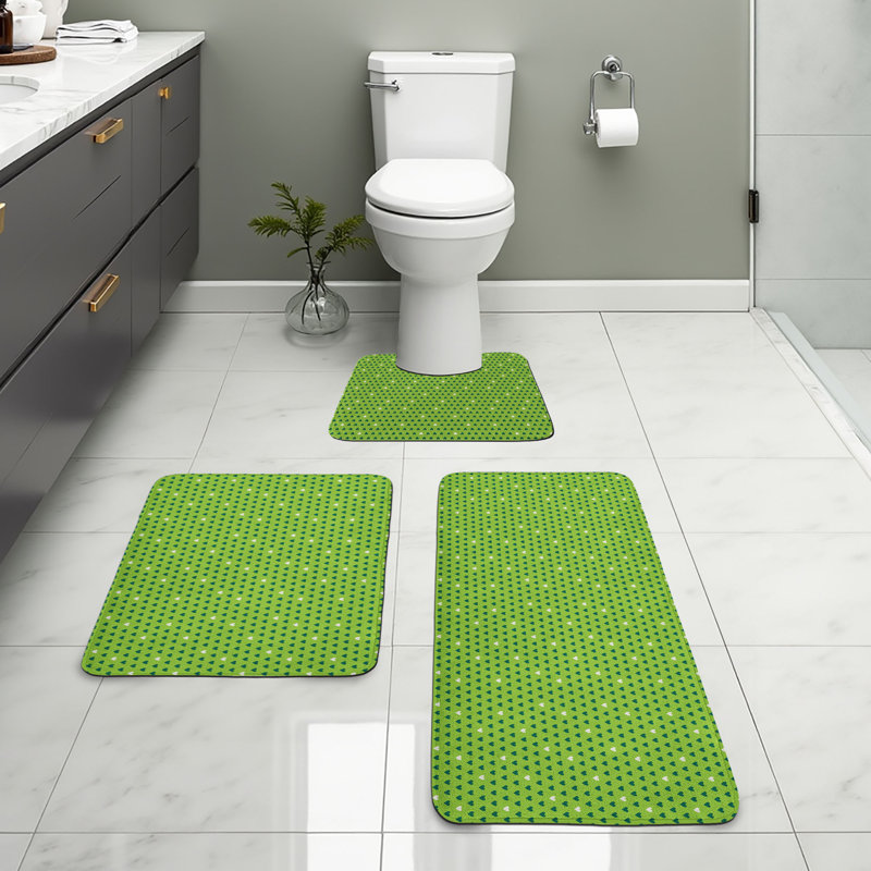  Tapis de salle de bain vert 3 pièces tapis en U et rectangulaires vert lime vert foncé