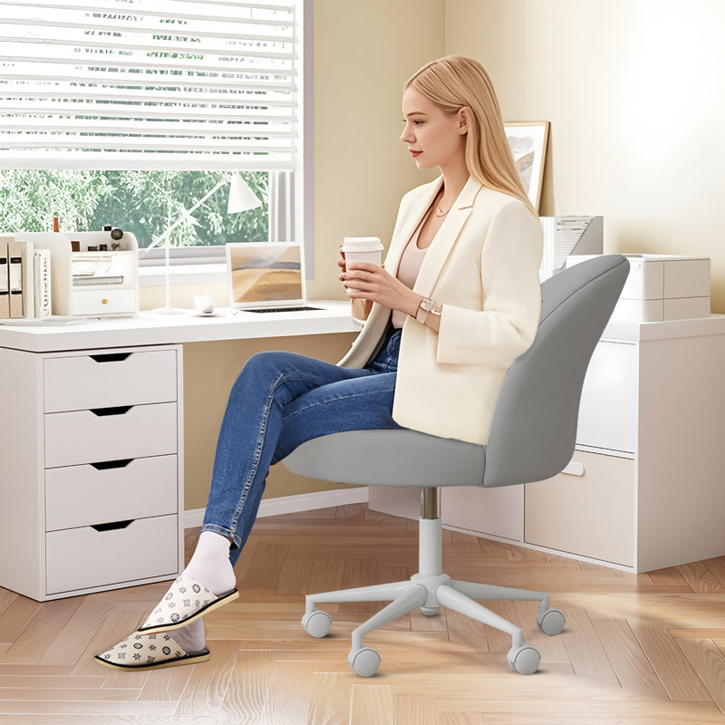Blue Elephant Velvet Task Chair, Grey