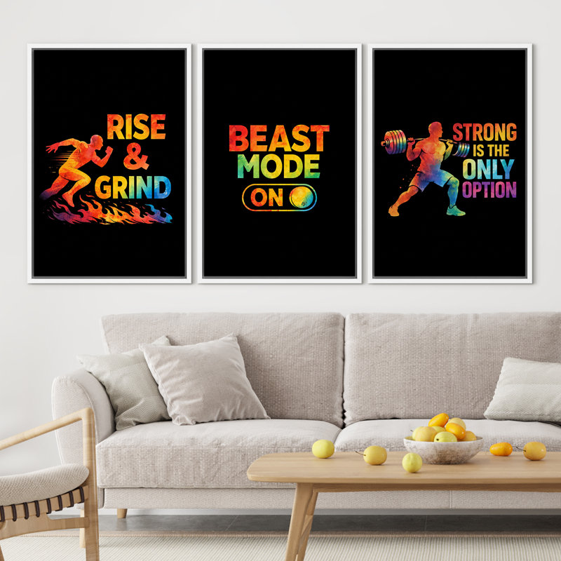 «Modern Modern Motivation Motivation, Home Office Wall Art Decor encadré sur toile», 3 pièces, 36" H x 24" W, White