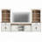 Farmhouse Mid-Century Modern TV Stand, Entertainment Center For 75" TV, 73"H 5-Tier Tall Bookcase, Open Storage & Barn Doors For Living Room, Bedroom,White-1858688813