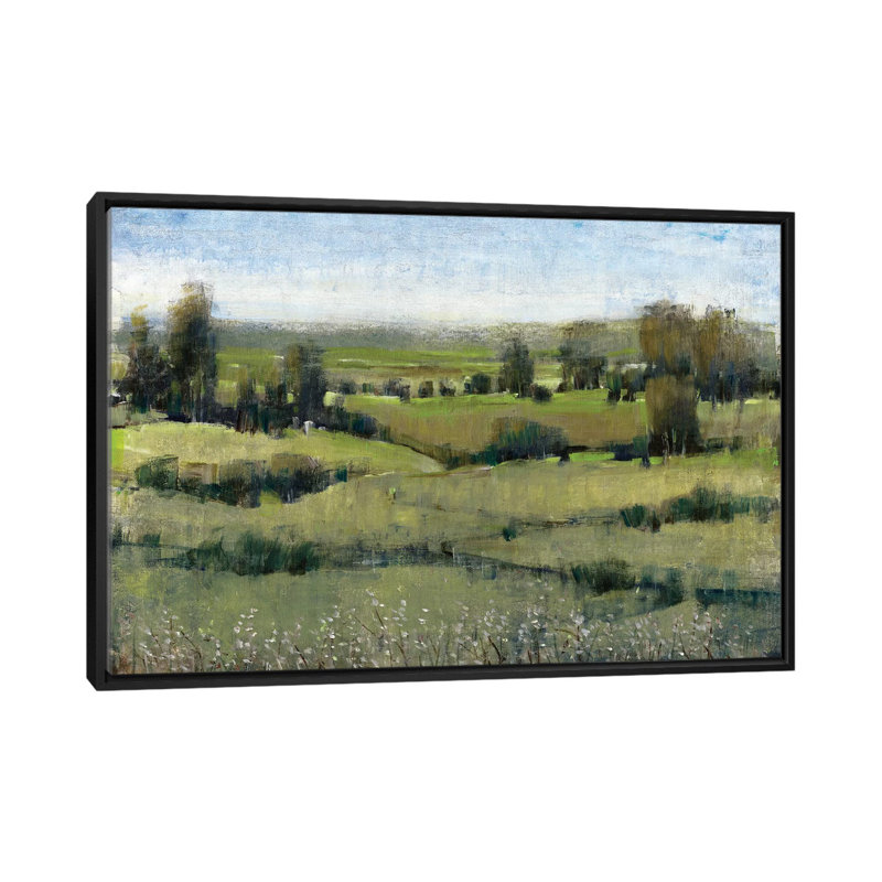 « matinée horizon ii », impression sur toile, H 18 po x l 26 po x P 1,5 po, Toile avec cadre noir, Pas de tapis
