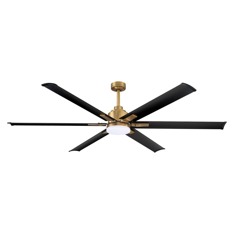 Brillion 72" 6-speed Reversible Ceiling Fan with Dimmable LED Lights and Remote Control, Brushed Brass