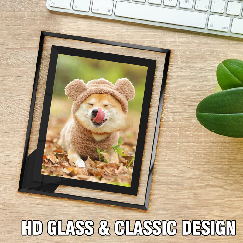 Picture Frames, HD Real Glass 5 By 7 Photo Frame Mirrored Edge Great Gift, For Tabletop Display (2 Pack/Silver), Black