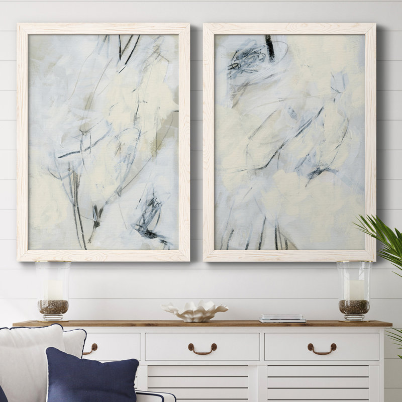 «Liminal Space I», ensemble de 2 peintures sur toile encadrées, Cadre blanc, H 24 po x l 36 po x P 1,5 po