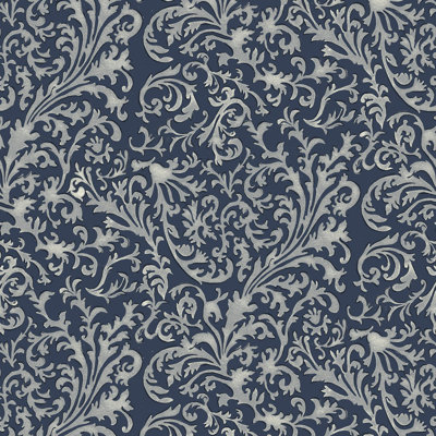 Florentine Vine - Deep Blue Wallpaper