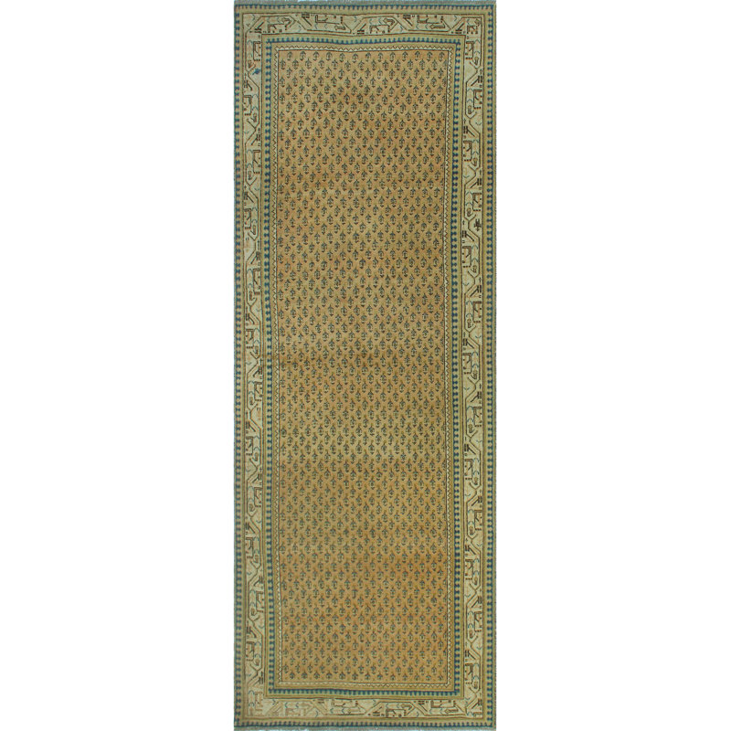 One-of-a-Kind 3'7" X 10'3" 1980s Runner Wool Area Rug in