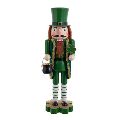 Kurt Adler Wooden Nutcracker, Leprechaun Soldier, 14in