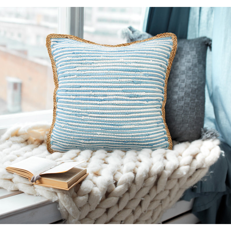 Housse de coussin Chindi, Bleu / brun clair, polyester