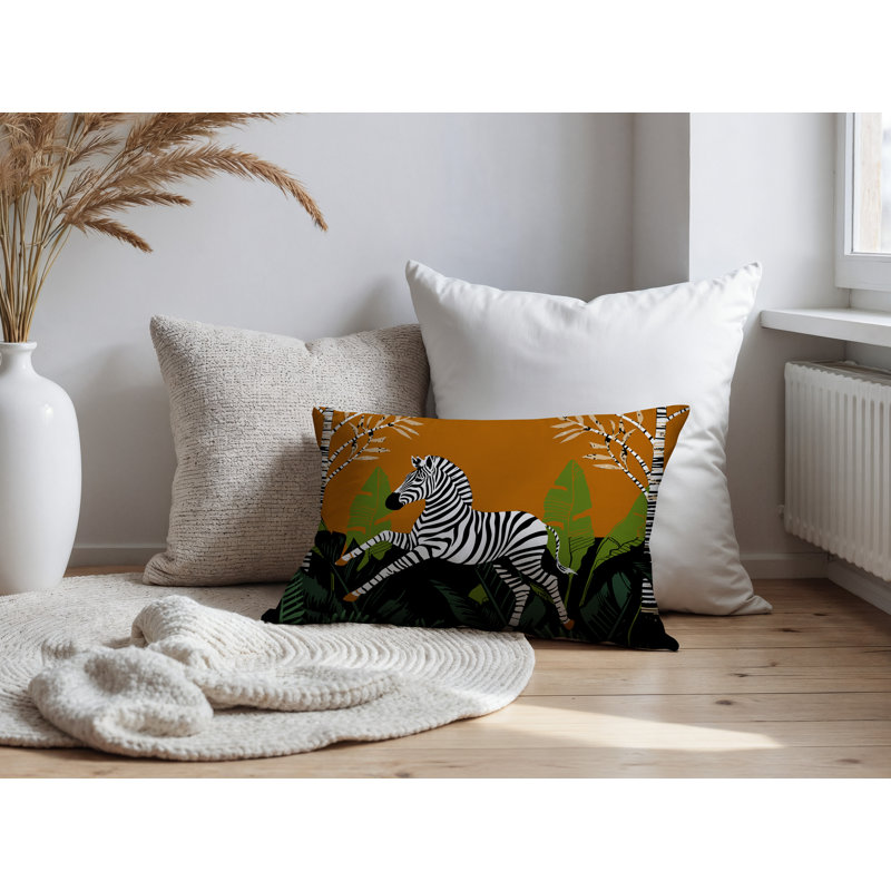 Oreiller rectangulaire intérieur / extérieur Asty, Orange, Rectangulaire H 18 po x l 25 po