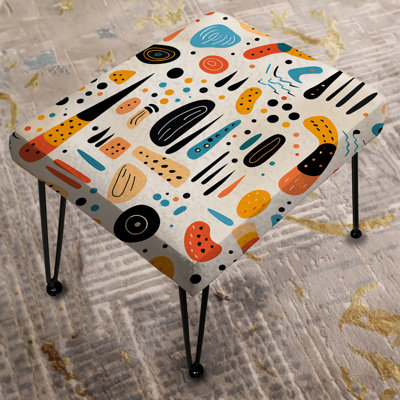 Prakash - Pink Botanical Forms Pattern - Geometric Rectangle Ottoman