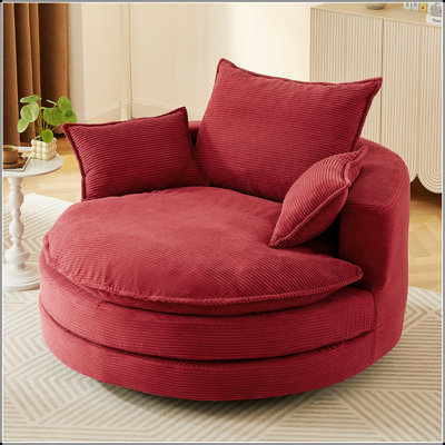 360° Swivel Sofa Chair With Dual-Layer Cushion Design And 3 Removable Pillows For Ultimate Comfort And Versatility