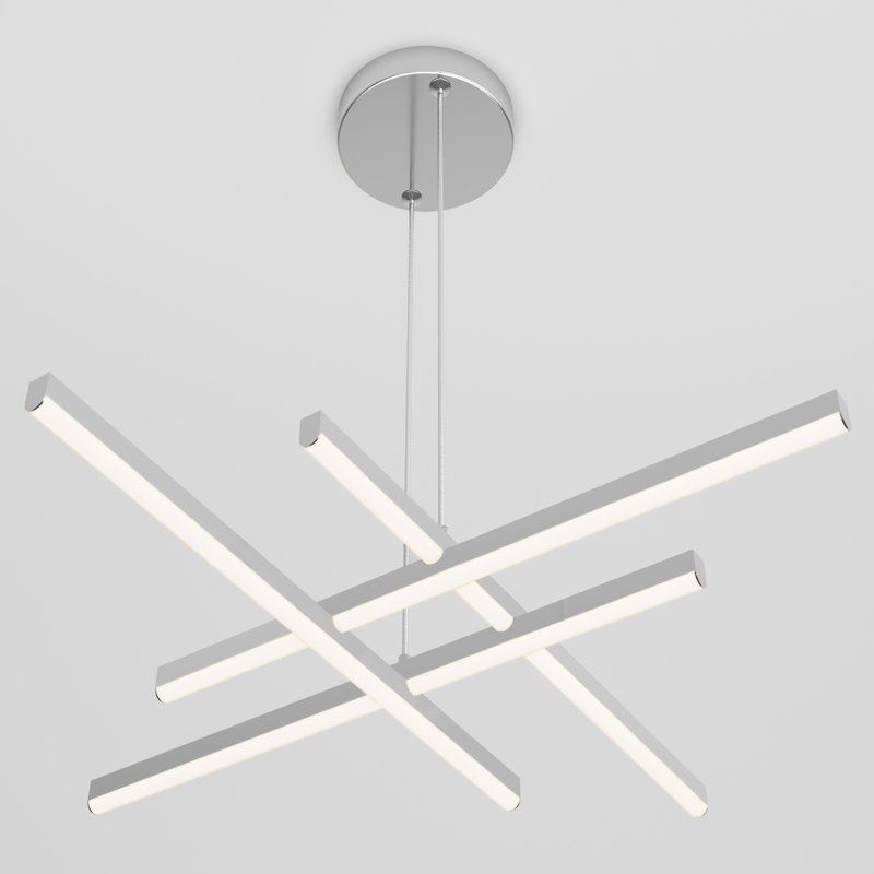 Luminaire suspendu linéaire moderne à 4 lumières Cleves, Chrome