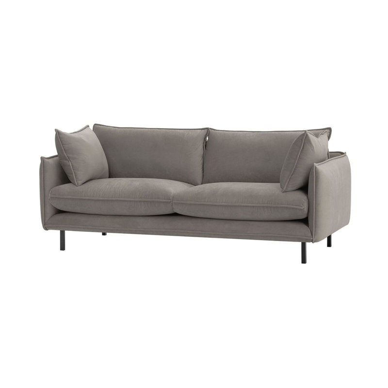 Neshay 3 Seater Velvet Sofa, Light Grey