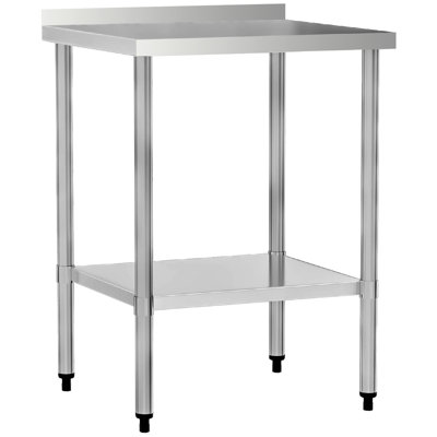 Table de travail de calibre 18 24 po X avec dosseret de 4 po et tablette inférieure pour les cuisines commerciales. Dosseret en acier inoxydable antirouille pour surfaces de préparation des aliments à surface lisse. Idéal pour la restauration, facile d'entretien,