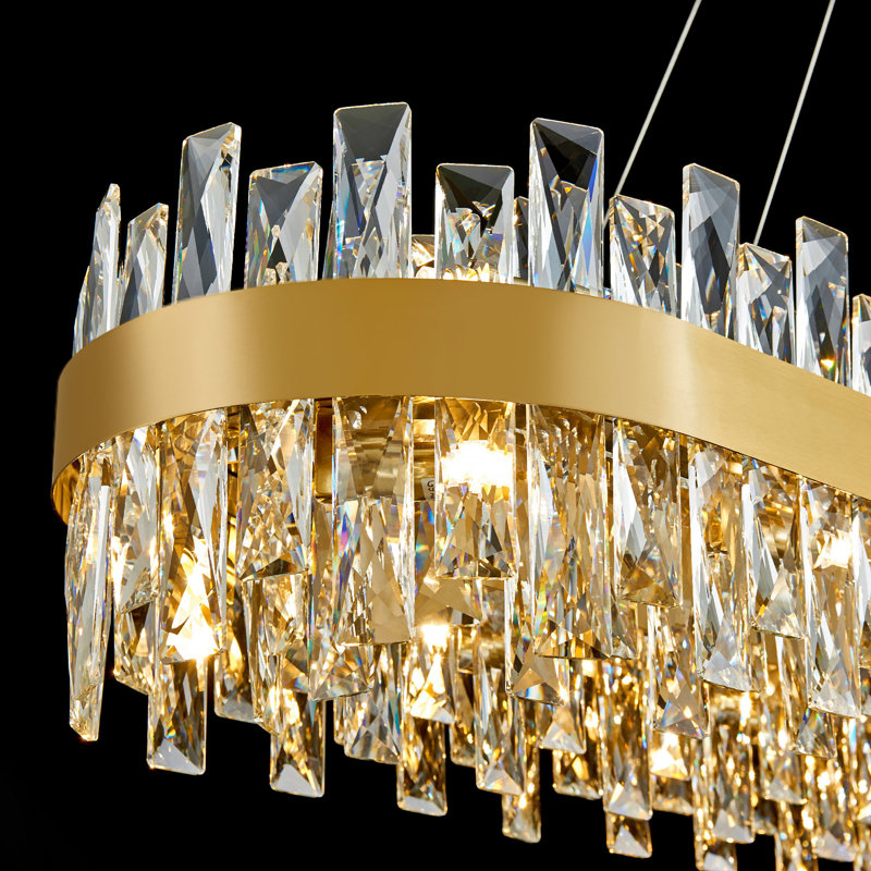 Dimmable Modern Square / Rectangle Crystals Chandelier, Gold