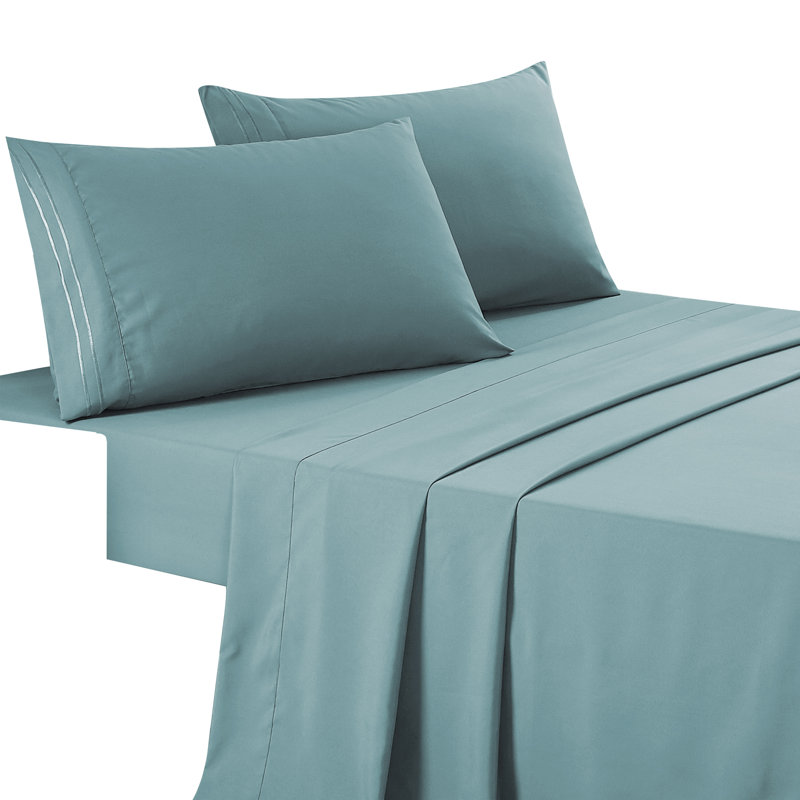 Jcrown Microfiber Sheet Set, California King Sheet Set with 2 Pillowcases, Blue