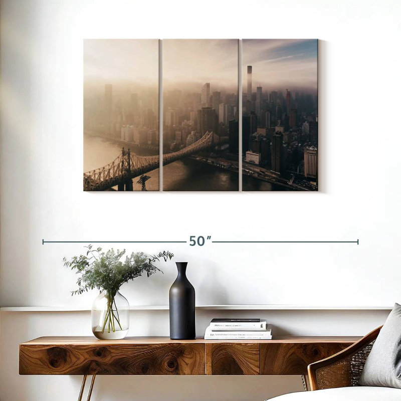 Skyline aérienne de Sirci Manhattan, H 24 po x l 38 po