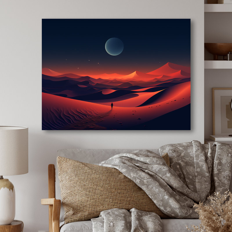 Noir et rouge, désert, lever de soleil, photo III - désert, art mural en métal, H 16 po x l 32 po x P 1 po