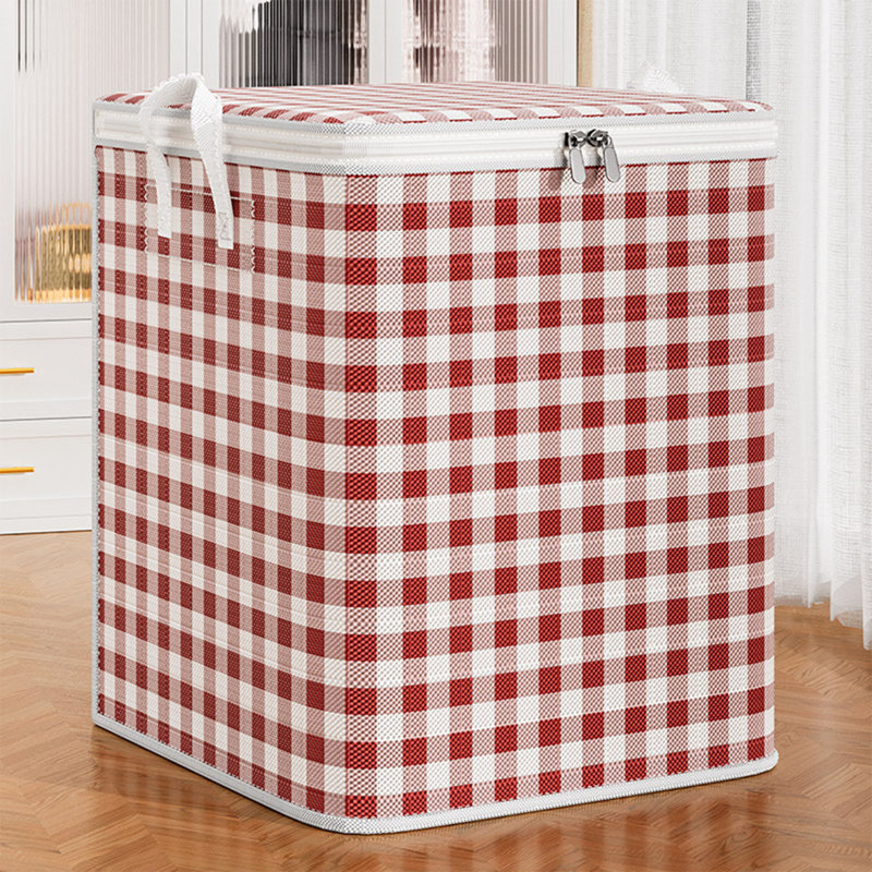  Double Zipper Storage Bins with Lids, Heavy Duty Closet Organizers and Storage, Foldable Clothes Storage Bags, Storage Containers for Blanket, Comforter, Pillow, Bedding (Red, L)