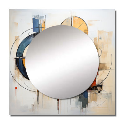 Colorful Mid Century Abstract Fusion I - Mid-Century Square Mirror Wall Decor For Bedroom
