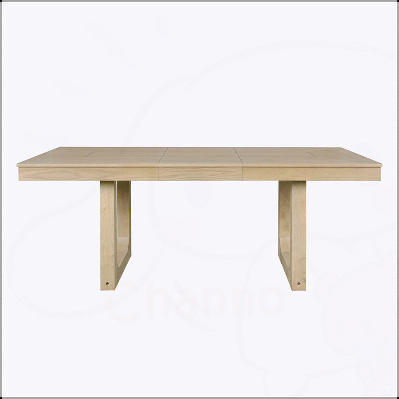 7 Piece Extendable Dining Table Set with 18\, Natural, Natural