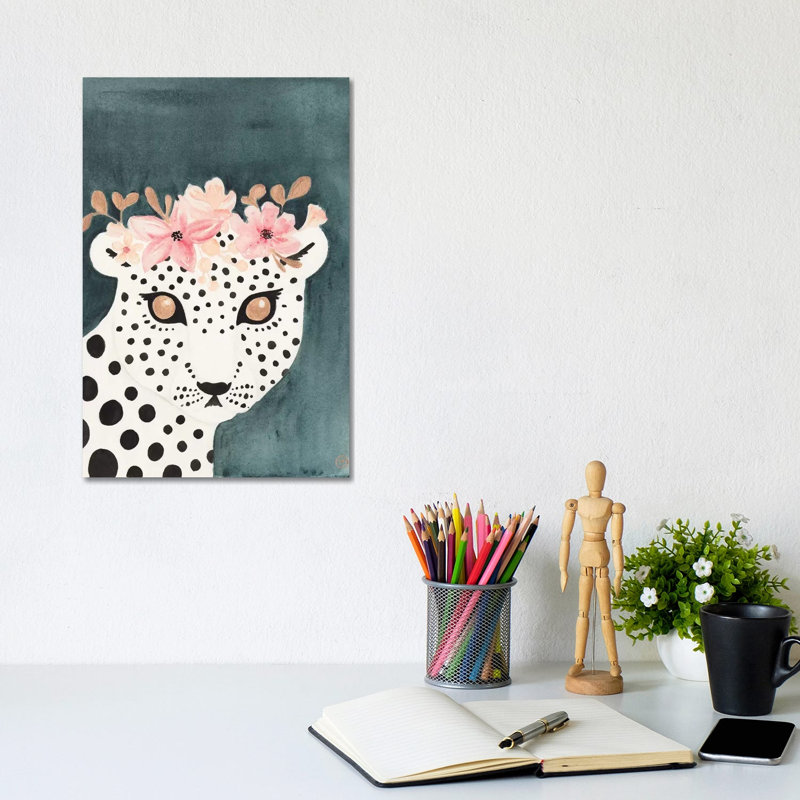 Flower Crown Leopard by CreatingTaryn - Wrapped Canvas Painting, 30.48cm H x 20.32cm W x 1.91cm D