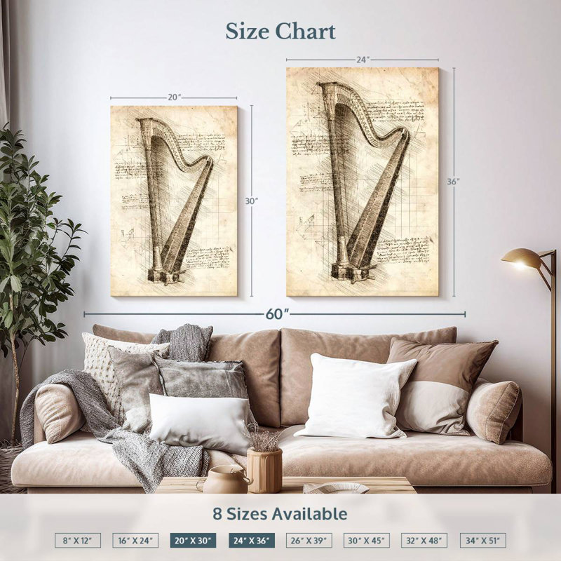 Abarca Old Harp, 36" H x 24" W