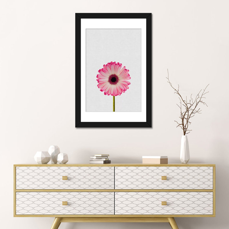 «Daisy», impression sur toile, H 24 po x l 16 po x P 1 po, Papier d'art encadré noir, Blanc
