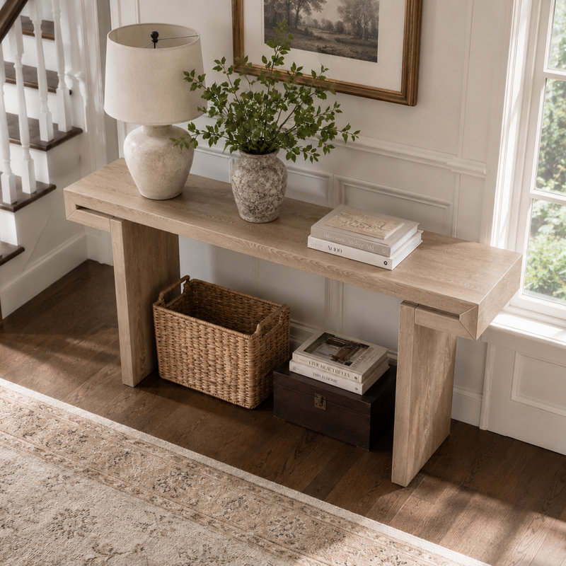 Console de salon en bois Minimalist Farmhouse, Naturel antique