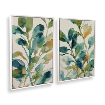 «Verdant Watercolor Bloom», ensemble de 2 impressions