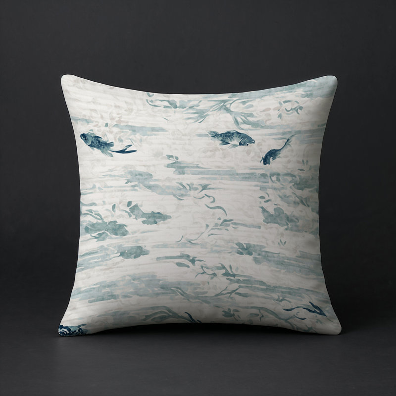 Coussin décoratif intérieur / extérieur gris Modern Modern, Gris / vert abstrait 2, Carré 18 po