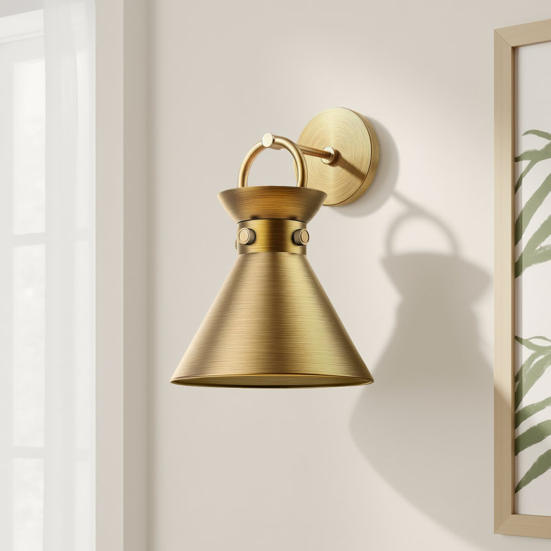 Tiney Steel Armed Sconce, Aged Gold, Aged Gold