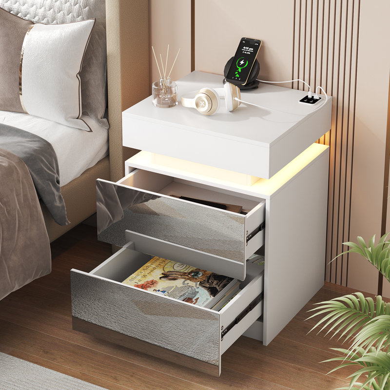 45cm W Bedside Table, White