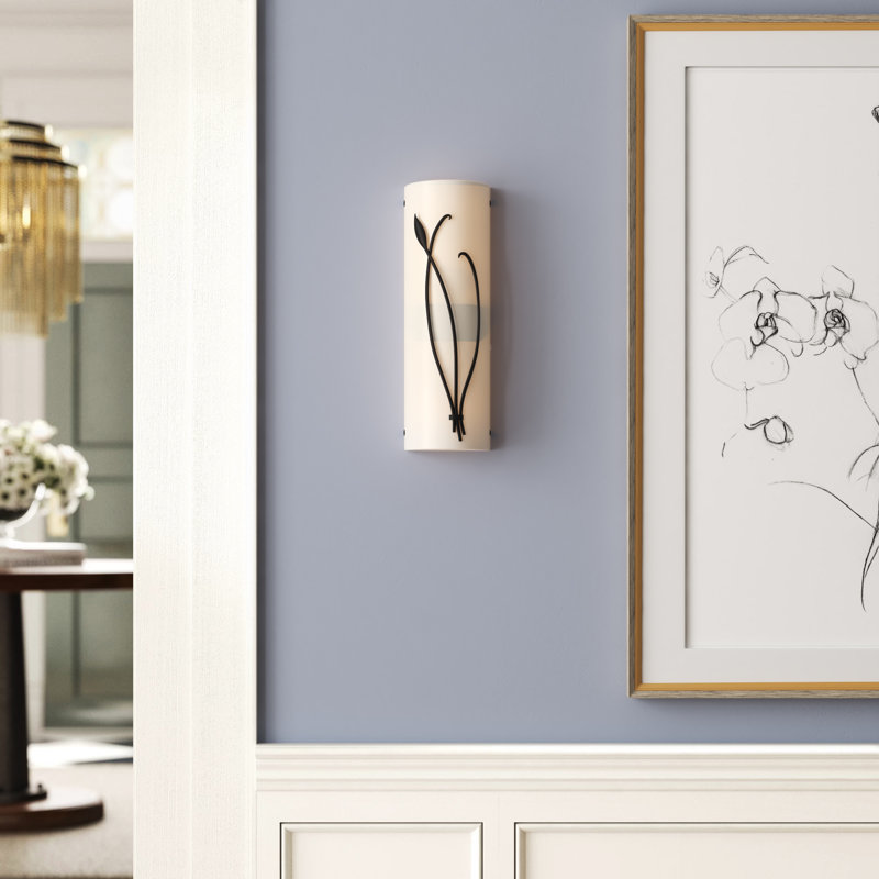 Leaf 2 - Light Flush Mounted Sconce, Left, Ivory Art Glass, Bronze