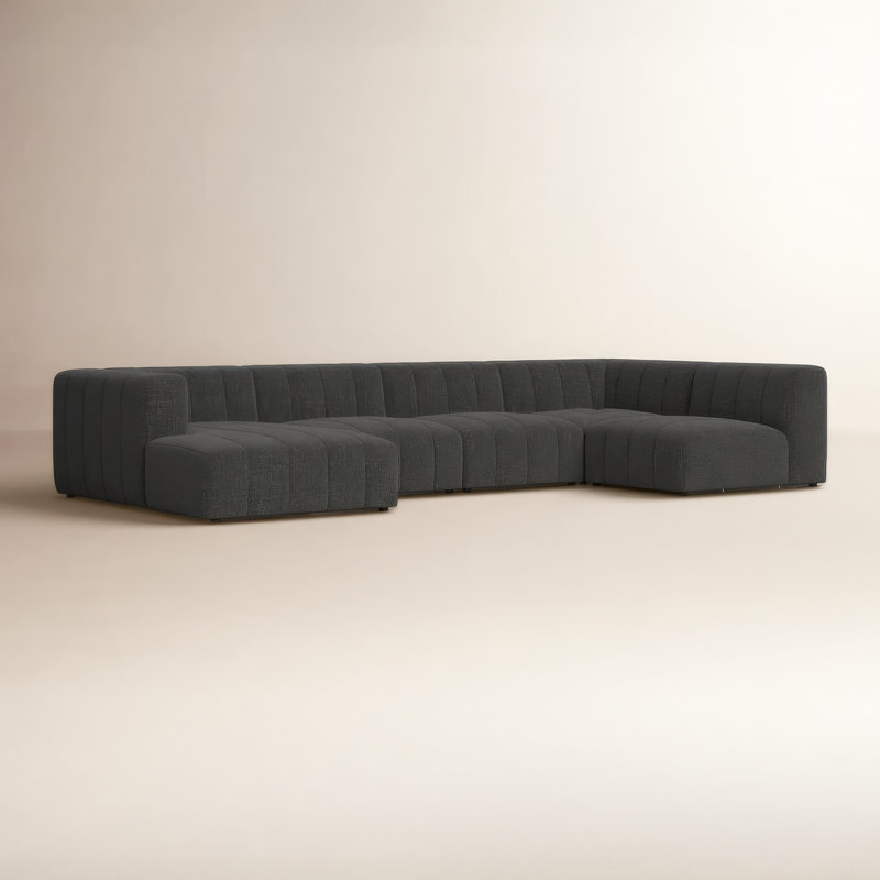Bowry 157" Wide Modular Sectional, Left Hand Facing, Saxon Charcoal Polyester Blend